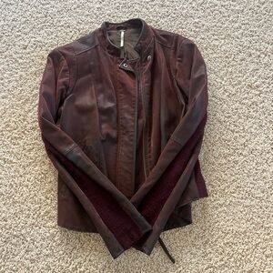 Women's Burgundy Leather Jacket